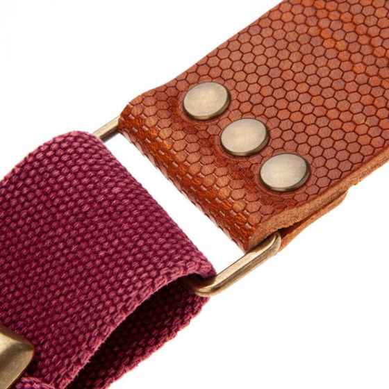 Sangle SC Coton et cuir bordeaux-marron 5cm Magrabo