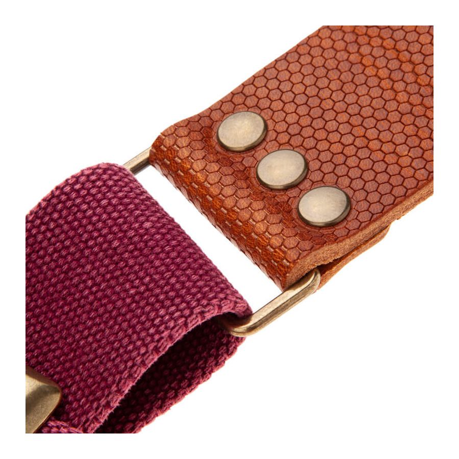 Sangle SC Coton et cuir bordeaux-marron 5cm Magrabo