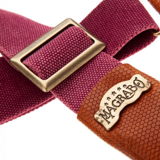 Sangle SC Coton et cuir bordeaux-marron 5cm Magrabo