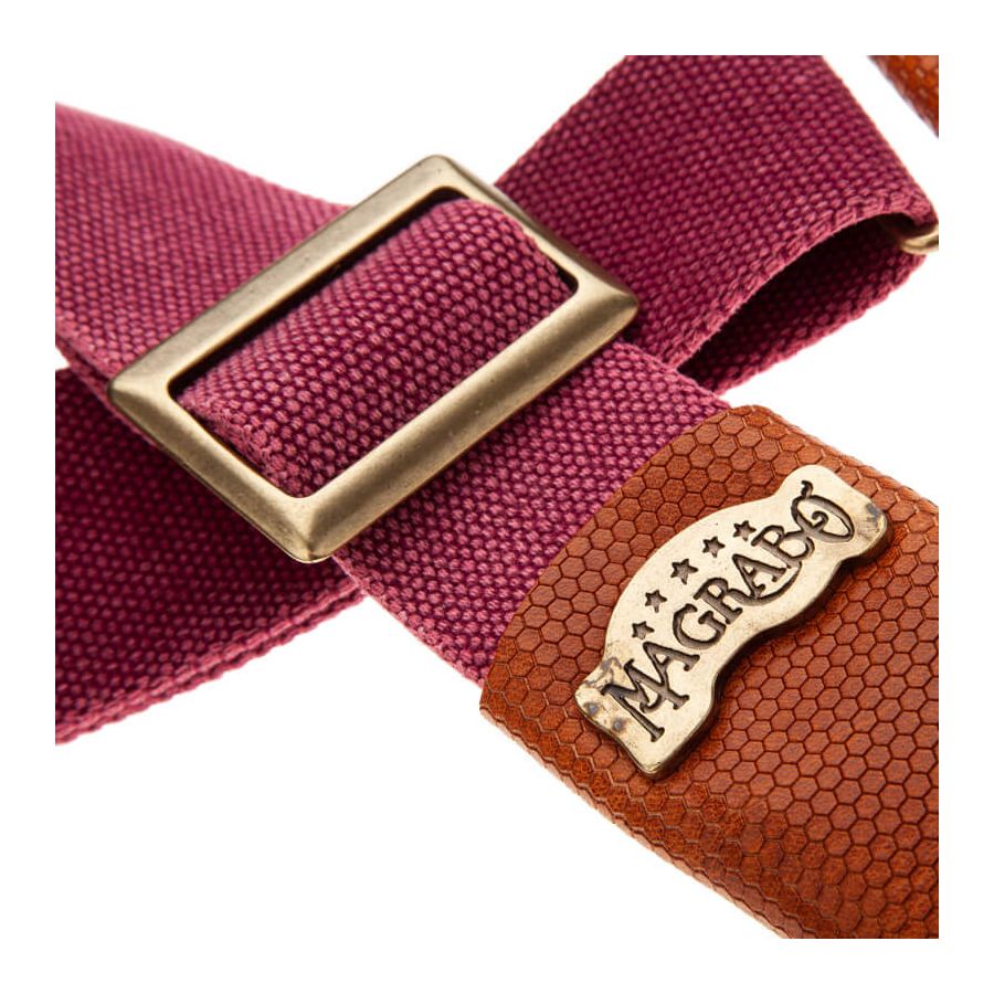 Sangle SC Coton et cuir bordeaux-marron 5cm Magrabo