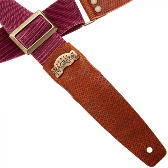 Sangle SC Coton et cuir bordeaux-marron 5cm Magrabo