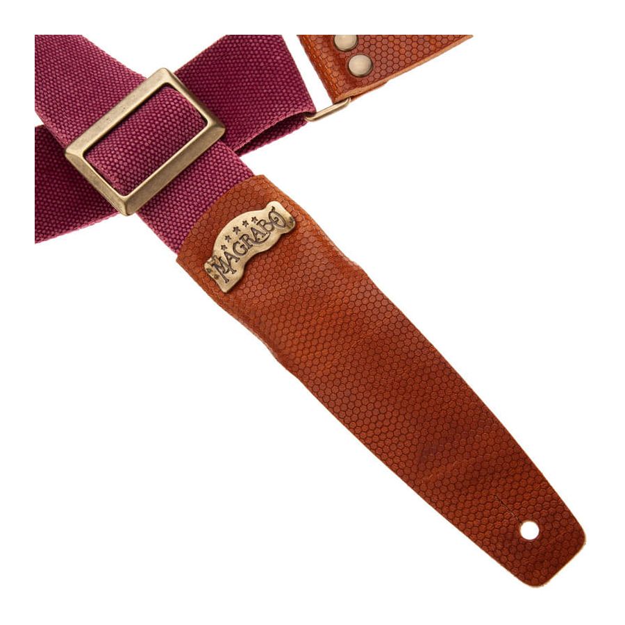 Sangle SC Coton et cuir bordeaux-marron 5cm Magrabo