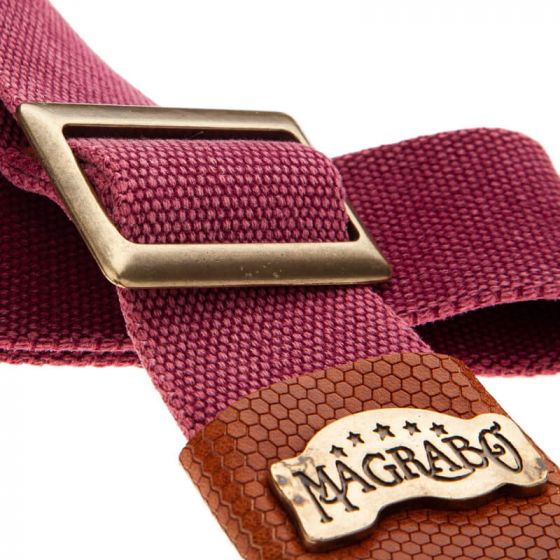 Sangle SC Coton et cuir bordeaux-marron 5cm Magrabo