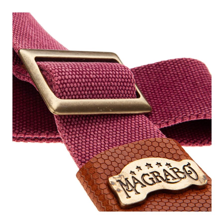 Sangle SC Coton et cuir bordeaux-marron 5cm Magrabo