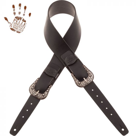 Sangle Twin Buckle TC cuir noir 7cm Magrabo