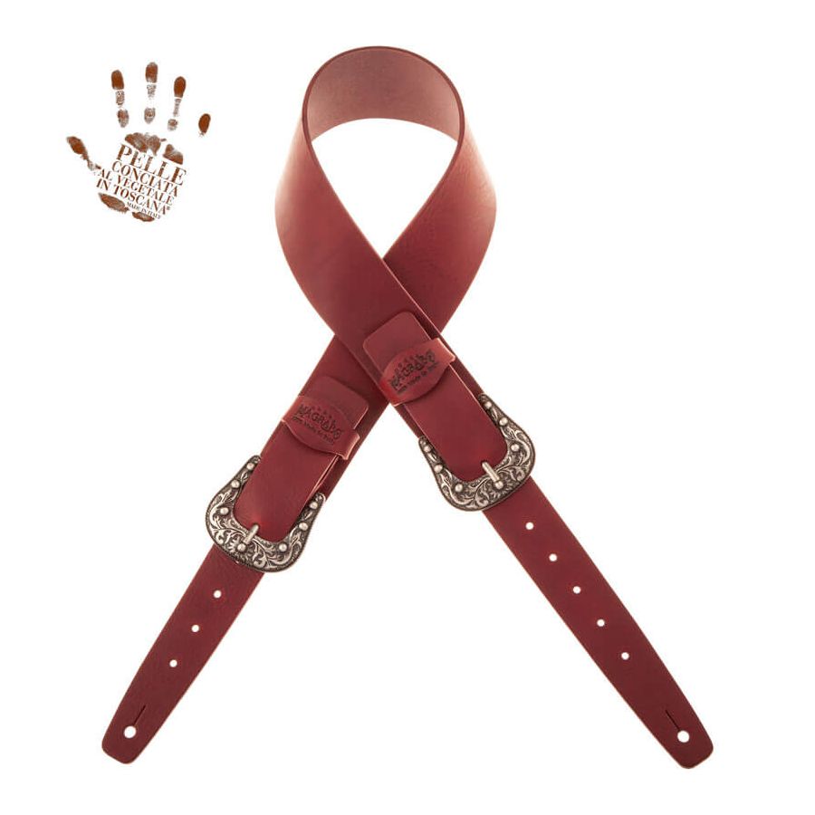Sangle Twin Buckle TC cuir bordeaux 7cm Magrabo