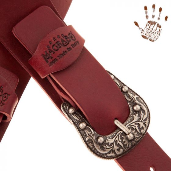 Sangle Twin Buckle TC cuir bordeaux 7cm Magrabo