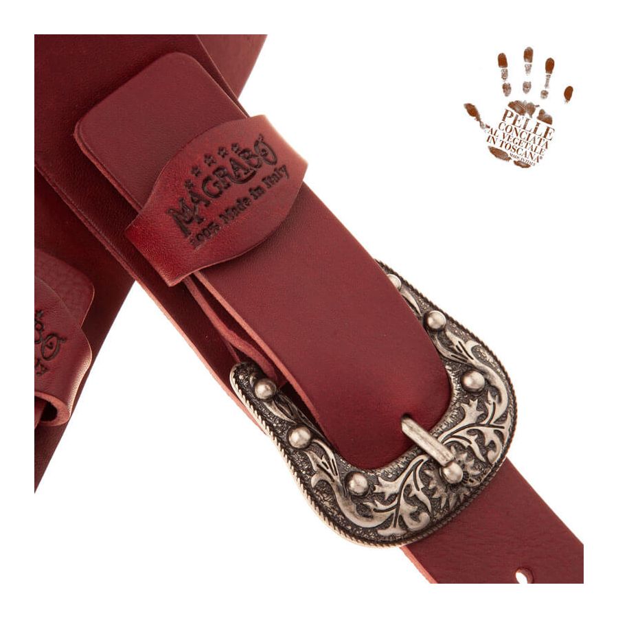 Sangle Twin Buckle TC cuir bordeaux 7cm Magrabo