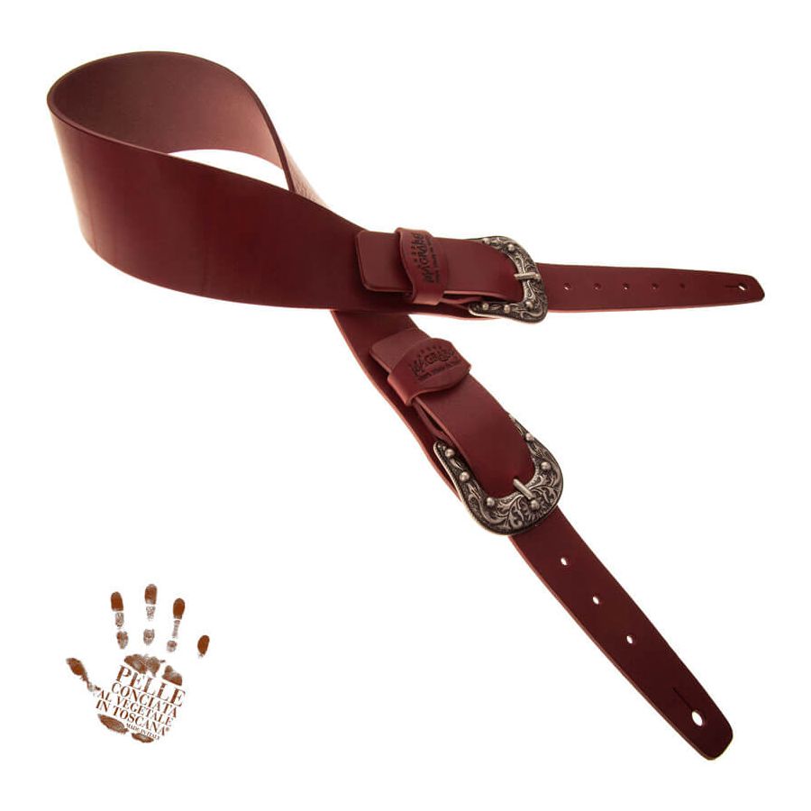 Sangle Twin Buckle TC cuir bordeaux 7cm Magrabo