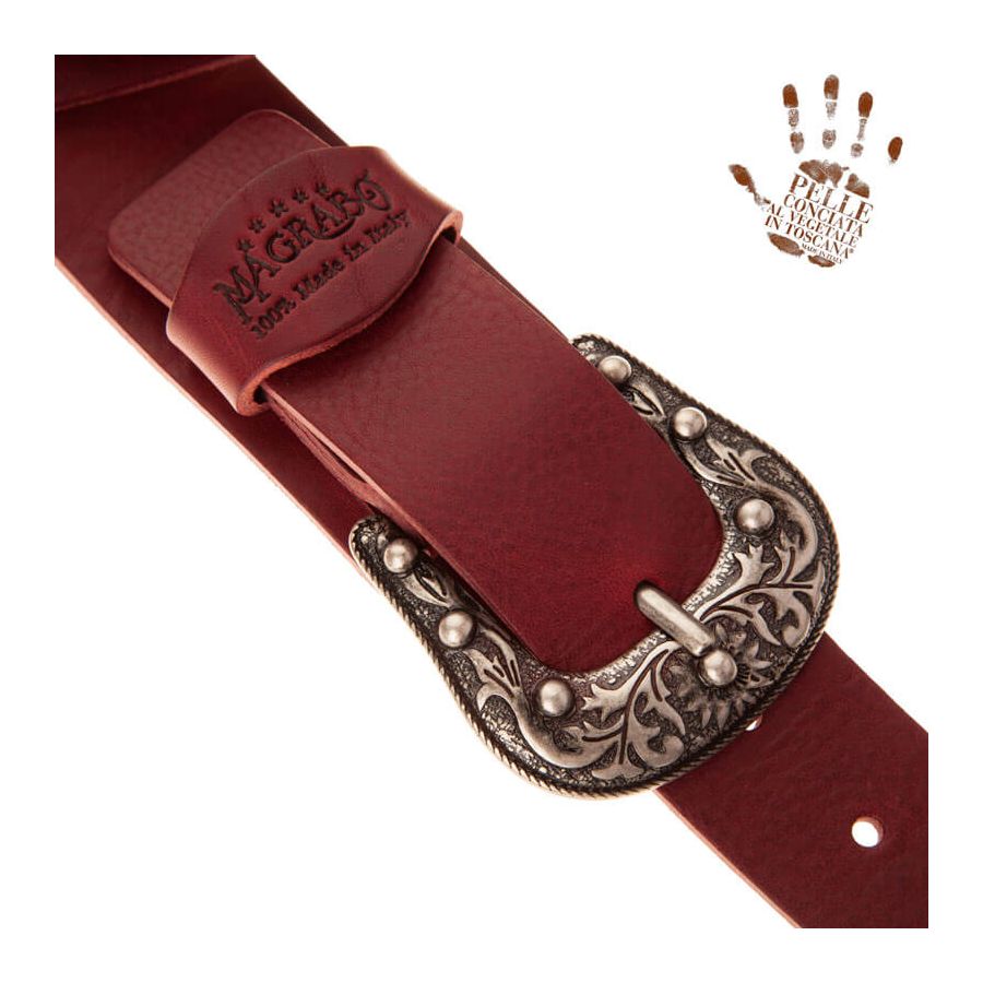 Sangle Twin Buckle TC cuir bordeaux 7cm Magrabo