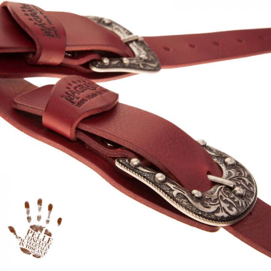 Sangle Twin Buckle TC cuir bordeaux 7cm Magrabo