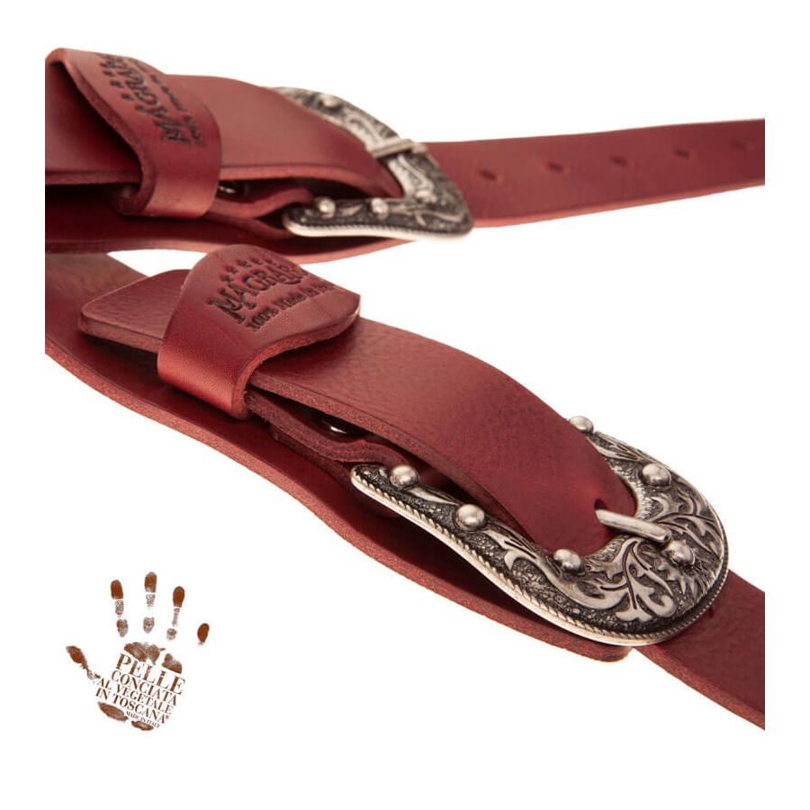 Sangle Twin Buckle TC cuir bordeaux 7cm Magrabo