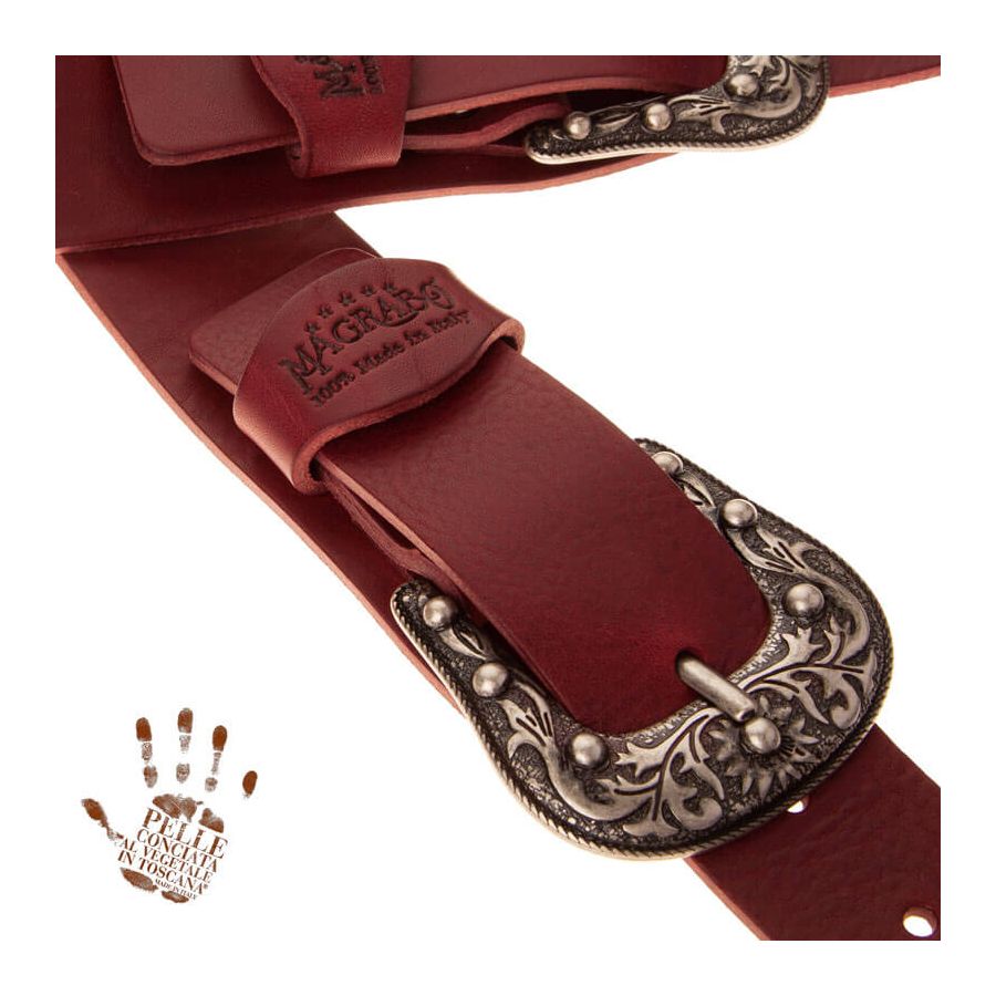 Sangle Twin Buckle TC cuir bordeaux 7cm Magrabo