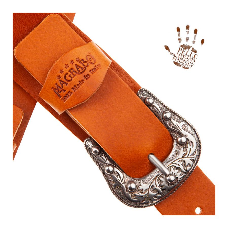 Sangle Twin Buckle TC cuir marron clair 7cm Magrabo