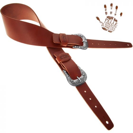 Sangle Twin Buckle TC cuir marron foncé 7cm Magrabo