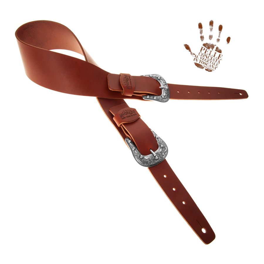 Sangle Twin Buckle TC cuir marron foncé 7cm Magrabo