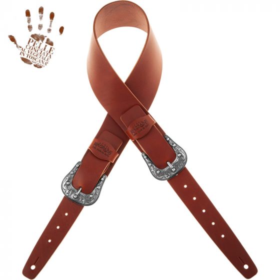 Sangle Twin Buckle TC cuir marron foncé 7cm Magrabo