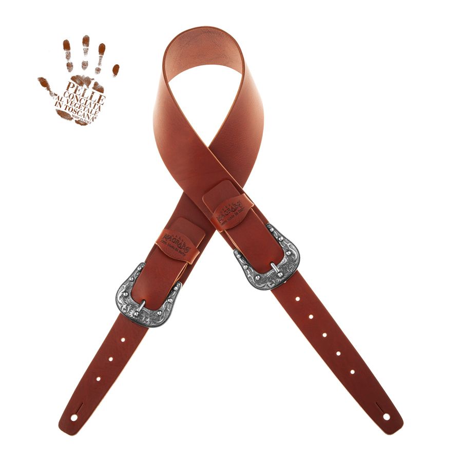 Sangle Twin Buckle TC cuir marron foncé 7cm Magrabo