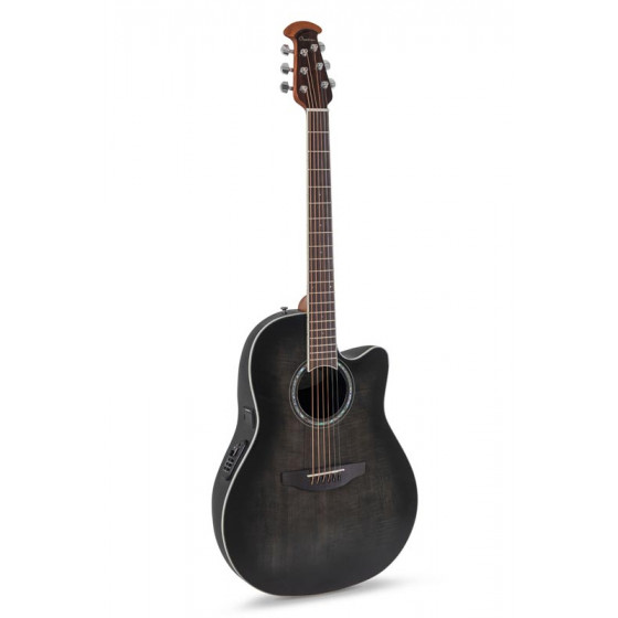 Guitare acoustique Ovation Celebrity standard plus mid cutaway Transparent Blackburst Flame