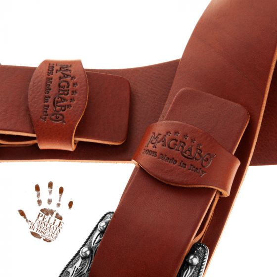 Sangle Twin Buckle TC cuir marron foncé 7cm Magrabo