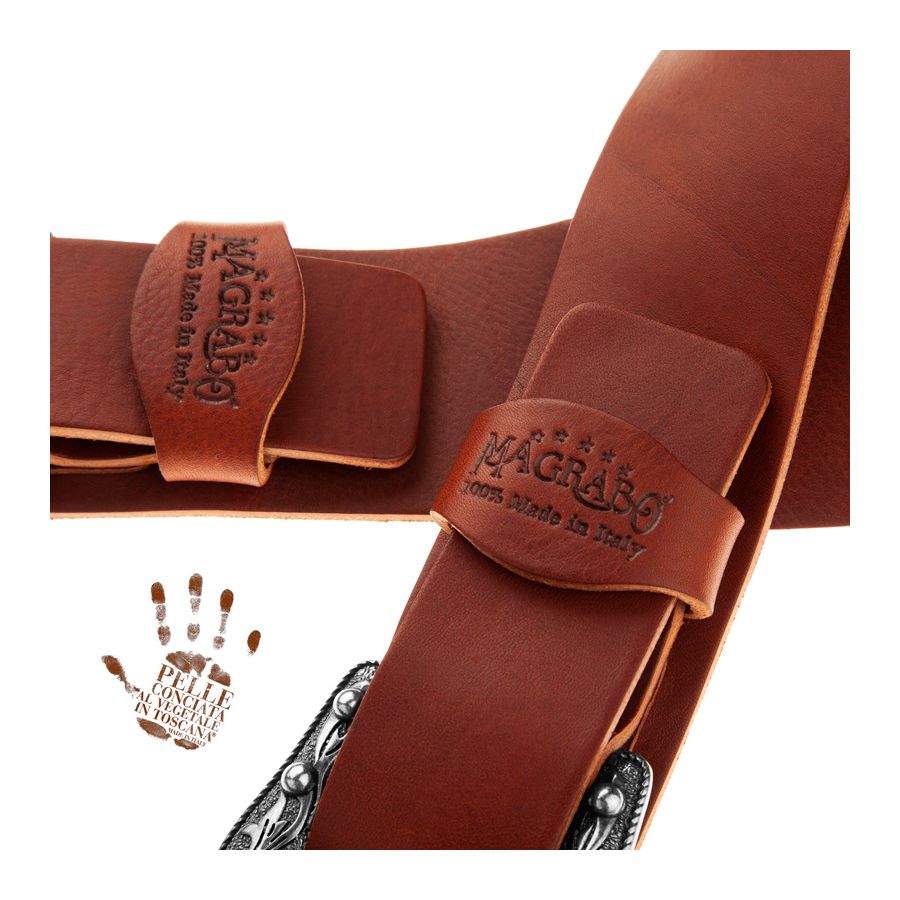 Sangle Twin Buckle TC cuir marron foncé 7cm Magrabo