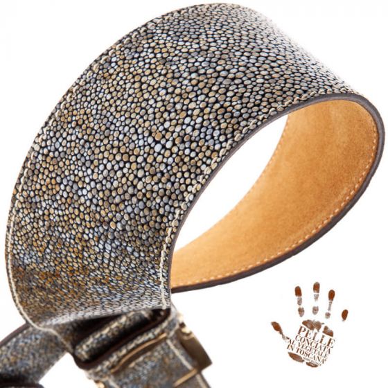Sangle Twin Buckle TS cuir gris Seurat blanc 7cm Magrabo