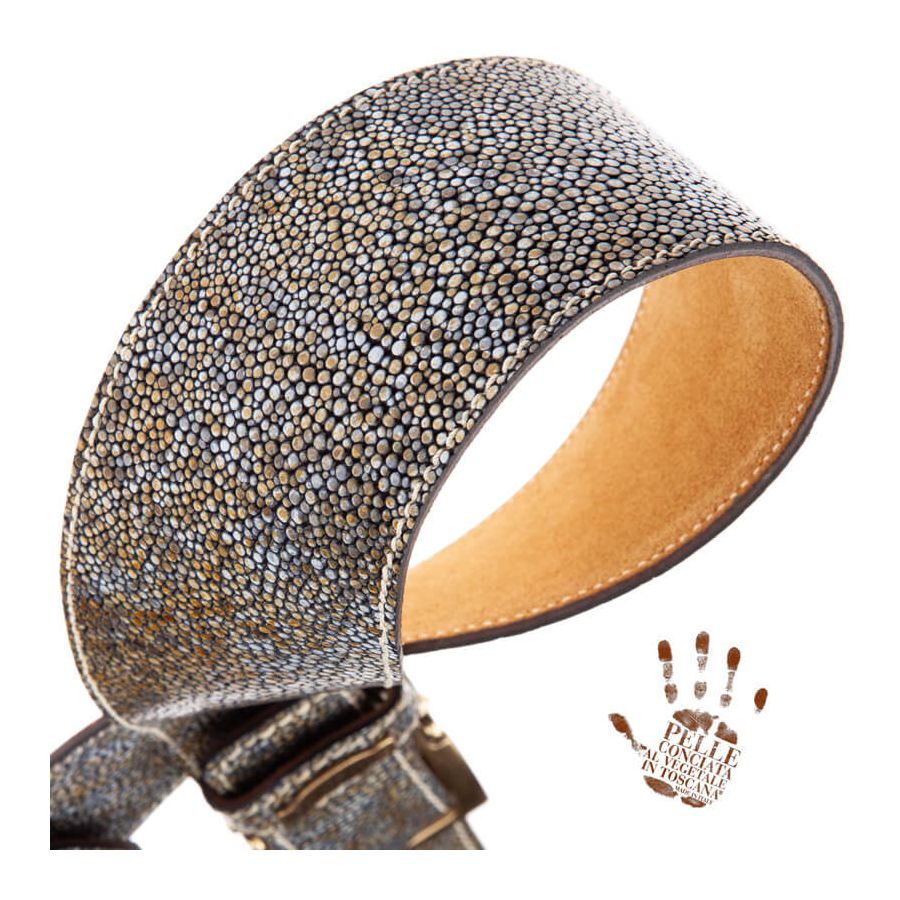 Sangle Twin Buckle TS cuir gris Seurat blanc 7cm Magrabo