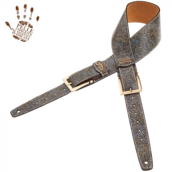 Sangle Twin Buckle TS cuir gris Seurat blanc 7cm Magrabo