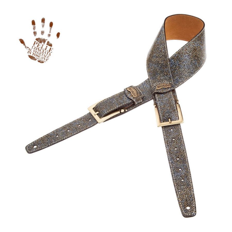 Sangle Twin Buckle TS cuir gris Seurat blanc 7cm Magrabo