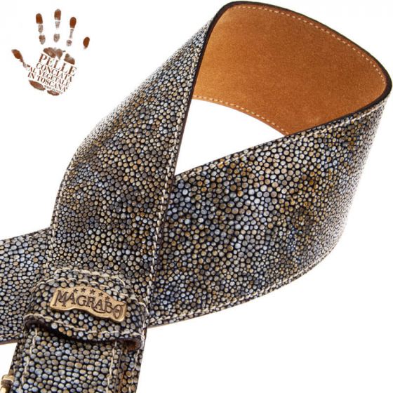 Sangle Twin Buckle TS cuir gris Seurat blanc 7cm Magrabo