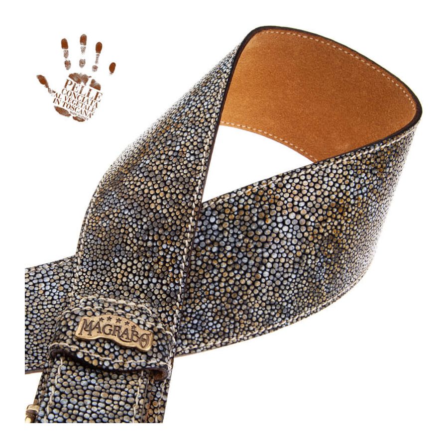 Sangle Twin Buckle TS cuir gris Seurat blanc 7cm Magrabo