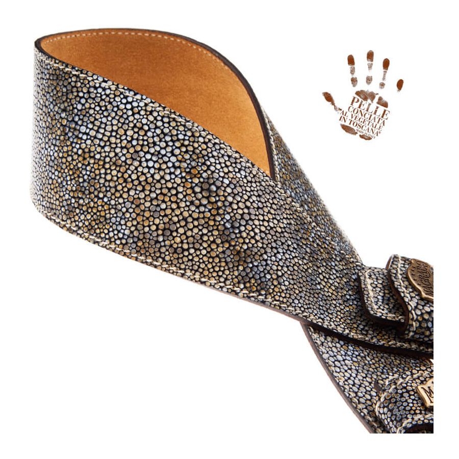 Sangle Twin Buckle TS cuir gris Seurat blanc 7cm Magrabo