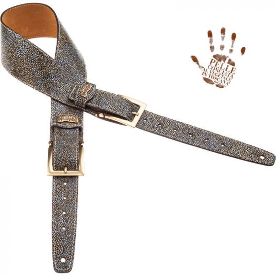 Sangle Twin Buckle TS cuir gris Seurat blanc 7cm Magrabo