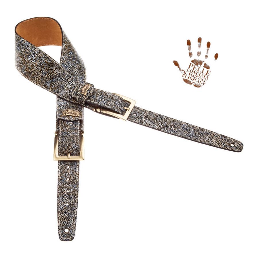 Sangle Twin Buckle TS cuir gris Seurat blanc 7cm Magrabo