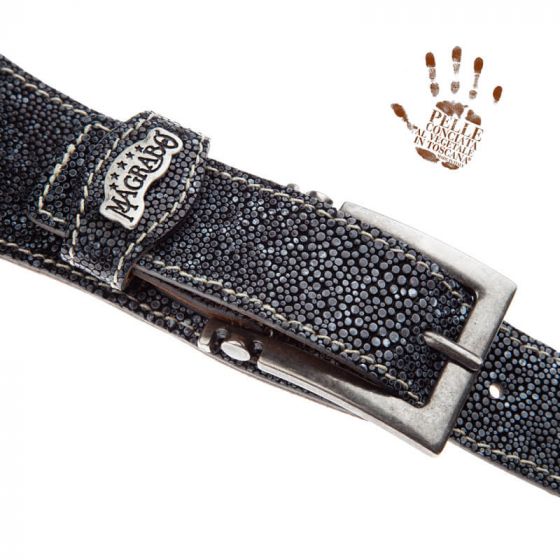 Sangle Twin Buckle TS cuir gris Seurat gris 7cm Magrabo