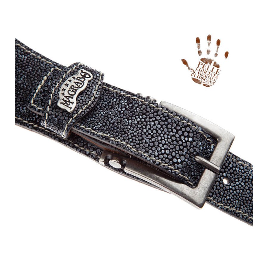Sangle Twin Buckle TS cuir gris Seurat gris 7cm Magrabo