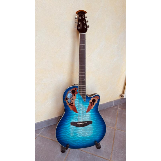 Guitare acoustique Ovation Celebrity Elite Plus Super Shallow bleu CE48P-RG-G