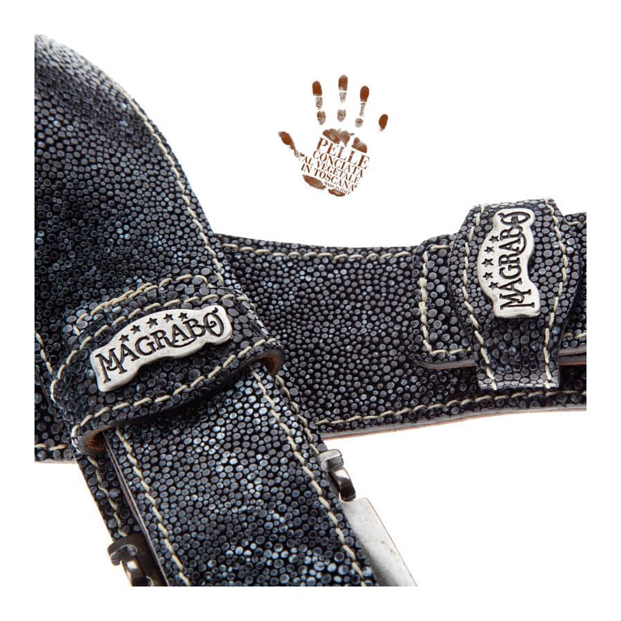 Sangle Twin Buckle TS cuir gris Seurat gris 7cm Magrabo