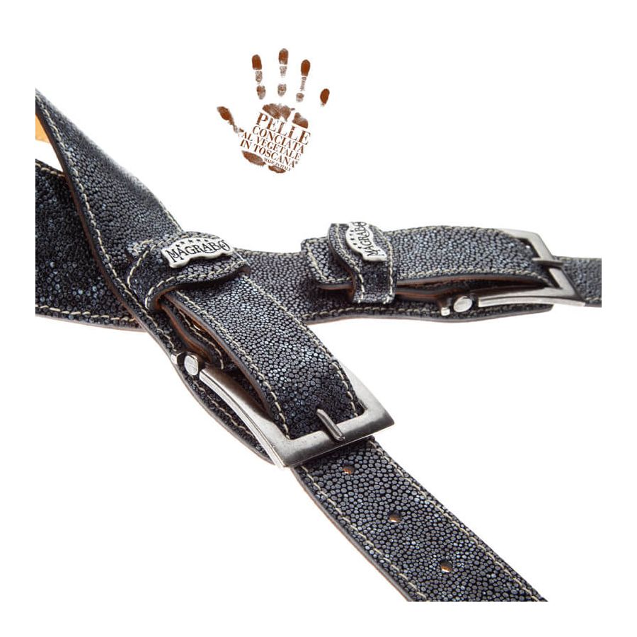 Sangle Twin Buckle TS cuir gris Seurat gris 7cm Magrabo