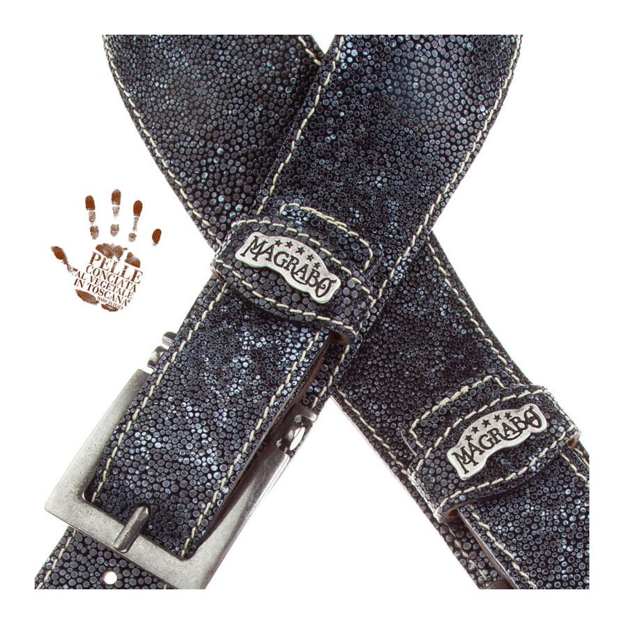 Sangle Twin Buckle TS cuir gris Seurat gris 7cm Magrabo