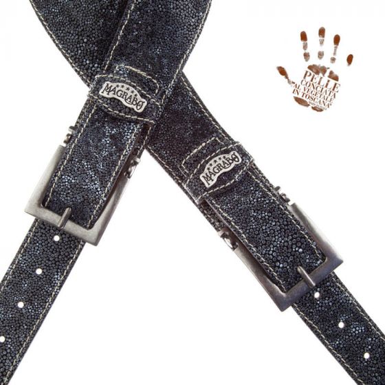 Sangle Twin Buckle TS cuir gris Seurat gris 7cm Magrabo
