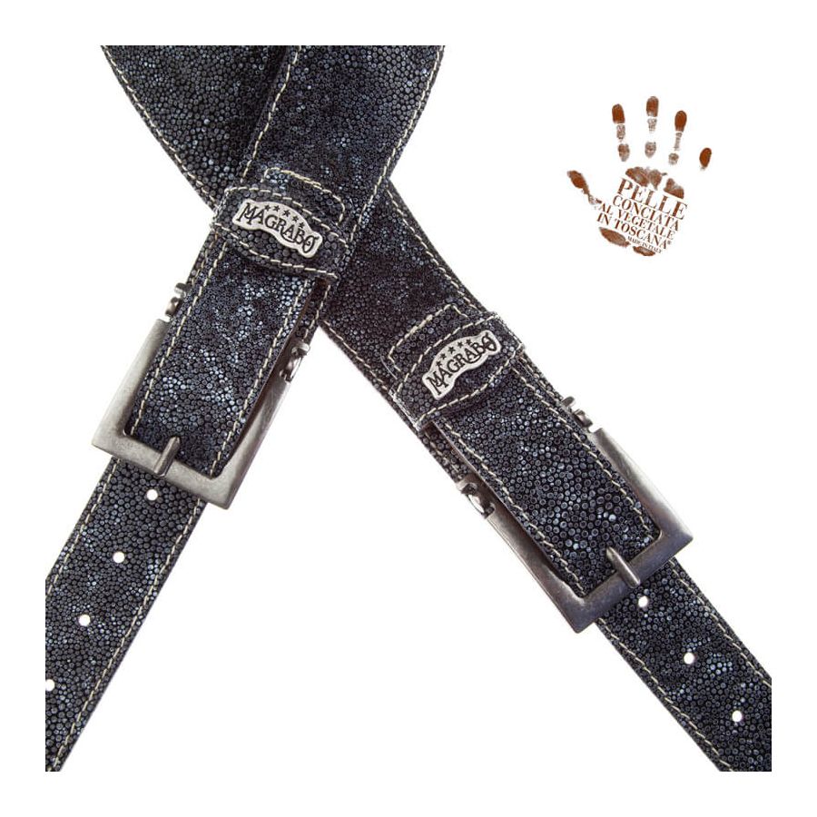Sangle Twin Buckle TS cuir gris Seurat gris 7cm Magrabo