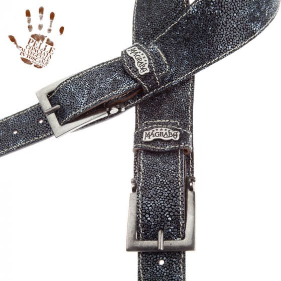 Sangle Twin Buckle TS cuir gris Seurat gris 7cm Magrabo