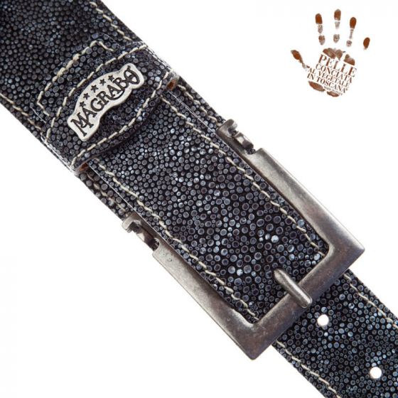 Sangle Twin Buckle TS cuir gris Seurat gris 7cm Magrabo
