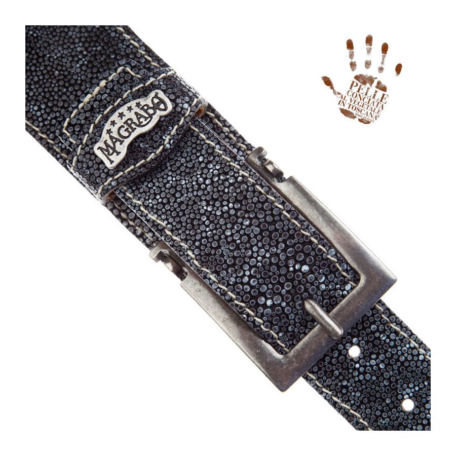 Sangle Twin Buckle TS cuir gris Seurat gris 7cm Magrabo