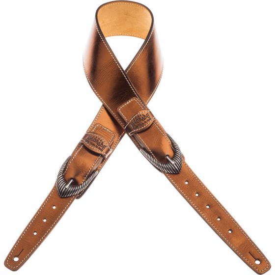 Sangle Twin Buckle TS cuir bronze Métallique boucles argent 7cm Magrabo