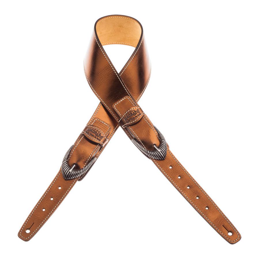 Sangle Twin Buckle TS cuir bronze Métallique boucles argent 7cm Magrabo