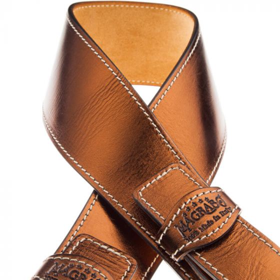 Sangle Twin Buckle TS cuir bronze Métallique boucles argent 7cm Magrabo