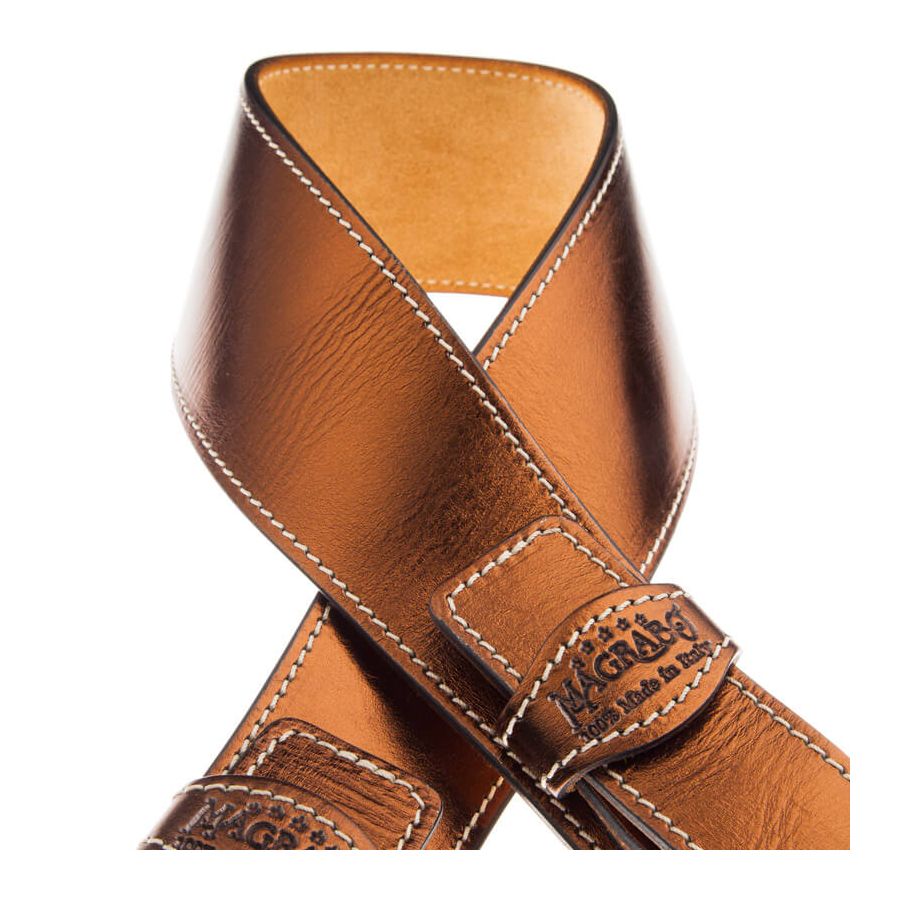 Sangle Twin Buckle TS cuir bronze Métallique boucles argent 7cm Magrabo