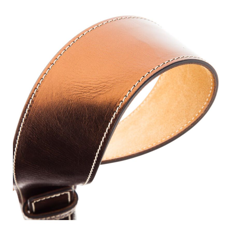 Sangle Twin Buckle TS cuir bronze Métallique boucles argent 7cm Magrabo